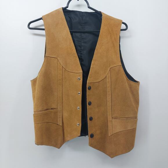 Vtg Hippy Mens Suede Vest Western Festival Rodeo Cowboy 40 - Picture 1 of 16